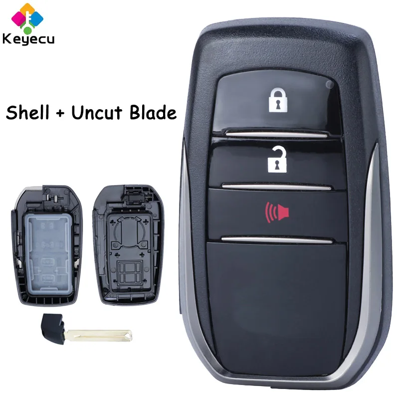 KEYECU Smart Remote Control Car Key Shell Case Cover With 2+1 3 Buttons Fob for Toyota Hilux 2015 2016 2017 2018 2019 2020 2021