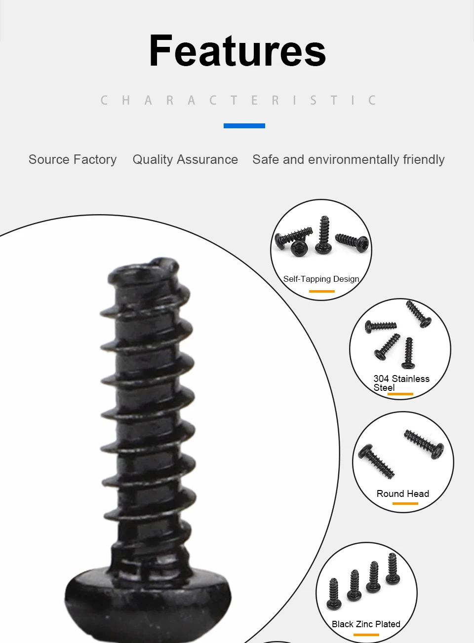 10–30 Stück Torx-Flachkopfschrauben mit flachem Ende, selbstschneidende Schrauben aus schwarzem Edelstahl, Sternschrauben mit rundem Kopf, M2, M2,3, M2,6, M3, M3,5, M4 – Detail 3