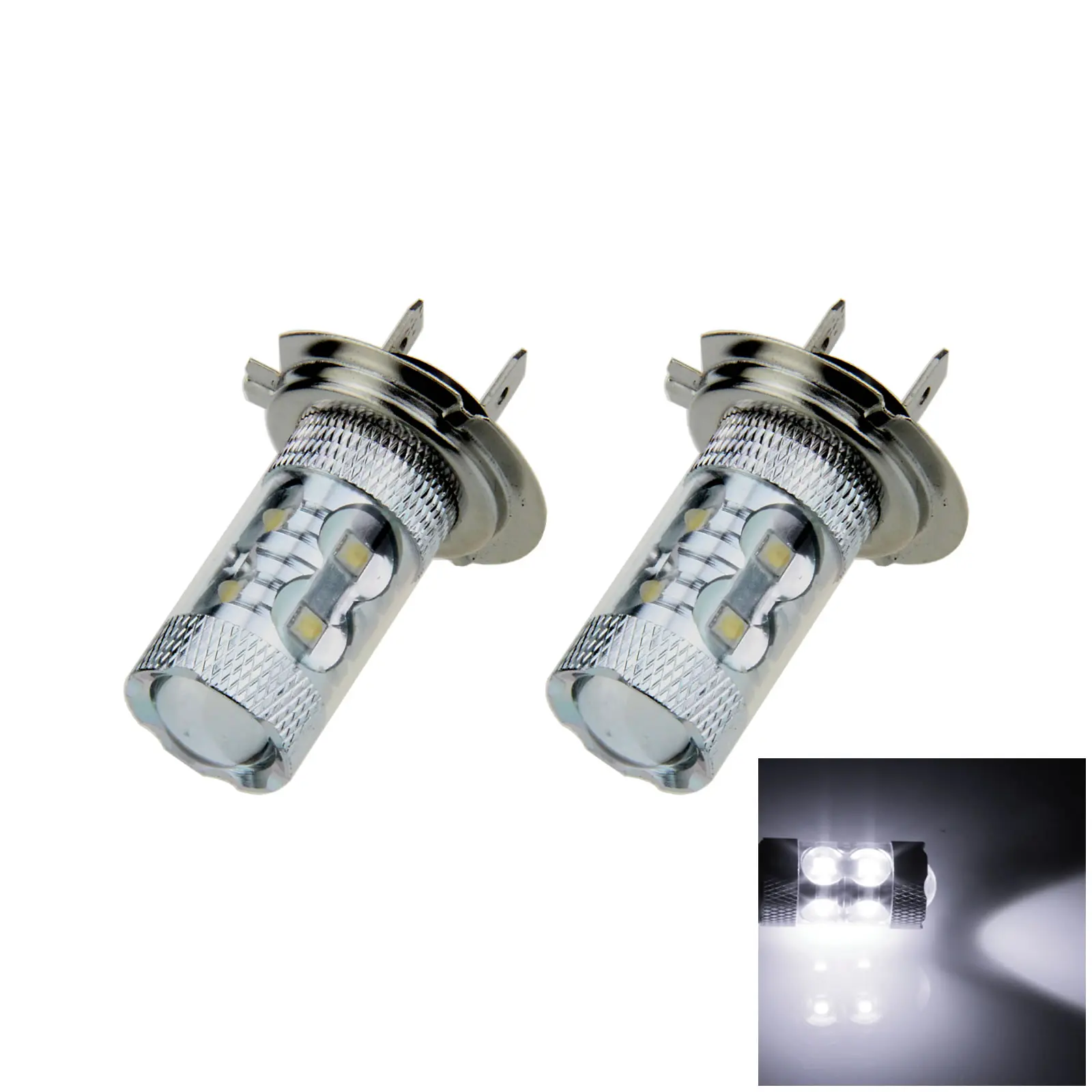 

2x White AUTO H7 Fog Lamp Tail Light 12 Emitters CLED LED IEC7004-5-4 H163-W