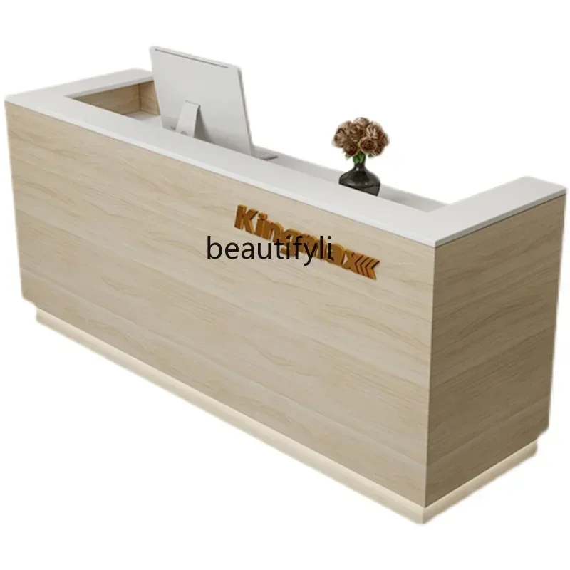 200302Bar Counter Simple Modern Cashier Customized Beauty Salon Clothing Barber Shop Hotel Reception Desk Counter Company Front