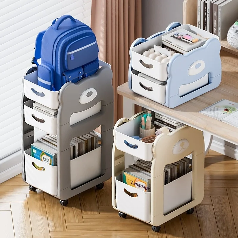

Multifunctional Mobile Bookshelf Cart for Desk Backpack Snack Storage Student Study Organizer Home Dormitory Space Saving Shelf