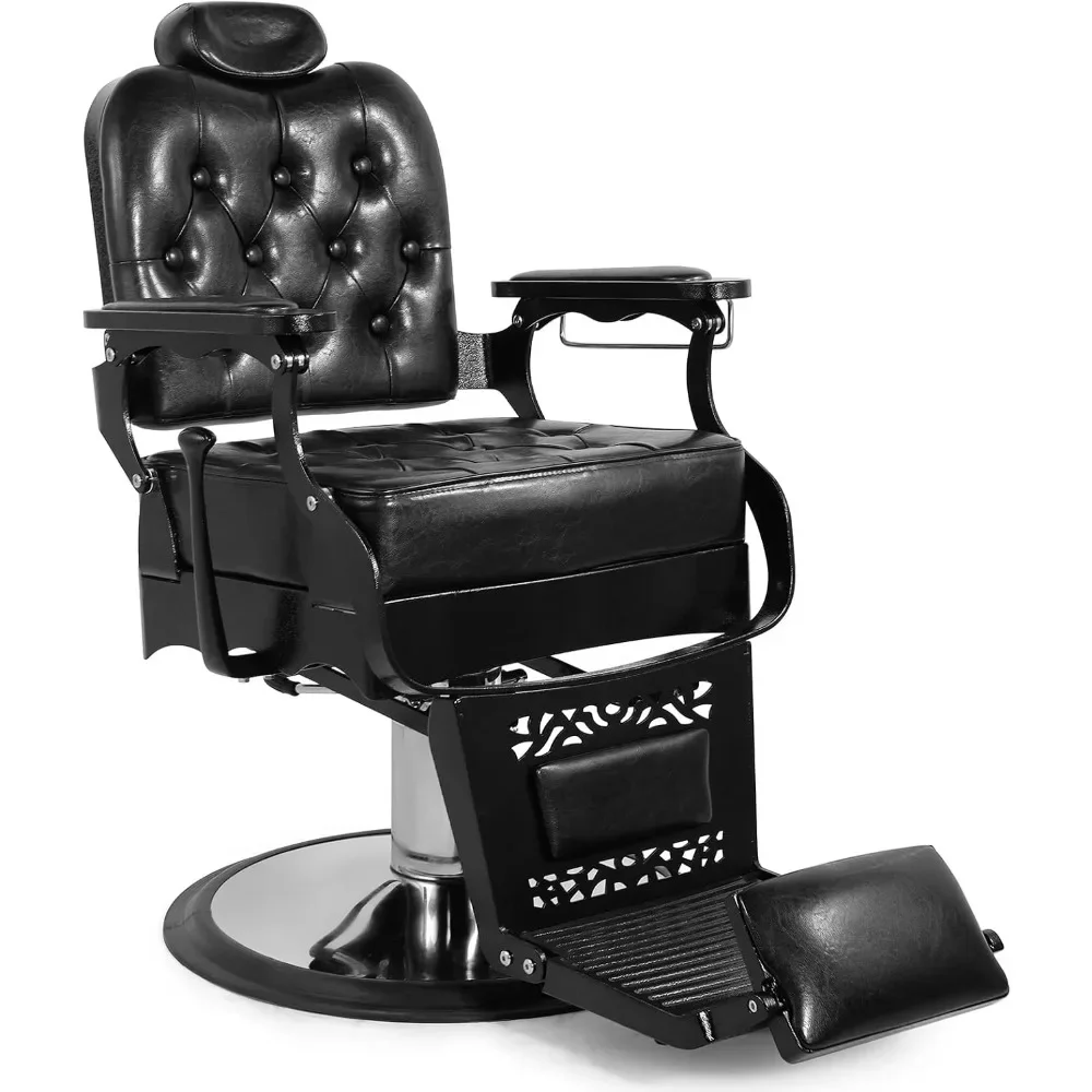 

"Vintage Barber Chair - Heavy Duty Hydraulic Recline Styling Chair for Salon or Tattoo Studio, Professional Equipment"