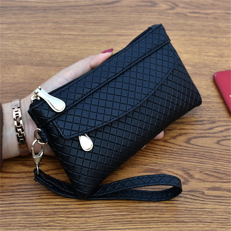 Clutch Organizer Wallet Women Organizer Purse Plaid Zipper Long Key Coin Bag Casual Women\'s Wallet Leather Money Bag