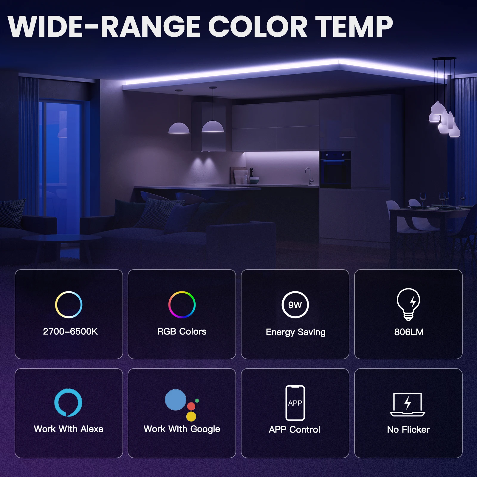 Lampadina LED Bluetooth MOES E27 lampada intelligente dimmerabile colore regolabile, compatibile con Alexa e Google Voice, perfetta per Partie