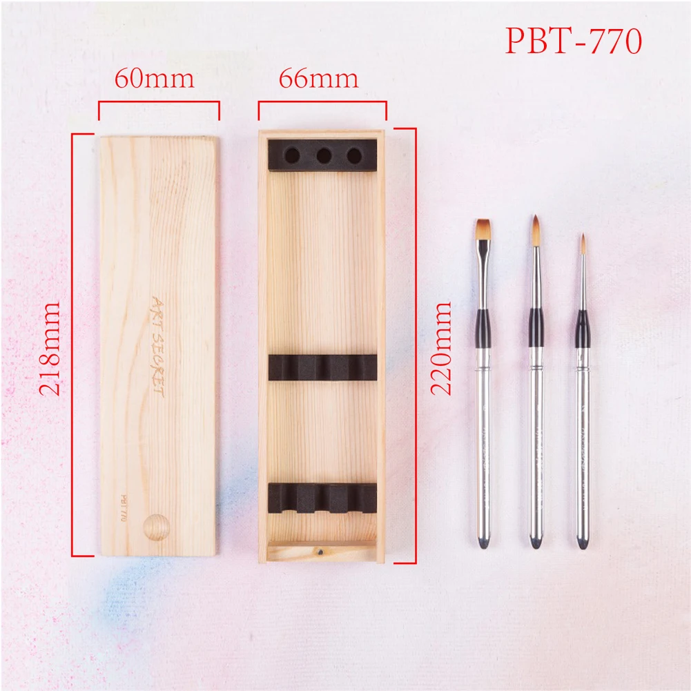 ArtSecret PBT770 PBT570 SP570 SQ670 3PC/Set Watercolor Painting Brush Nylon Hair Brass Ferrule Aluminum Cap Wooden Case Art Tool