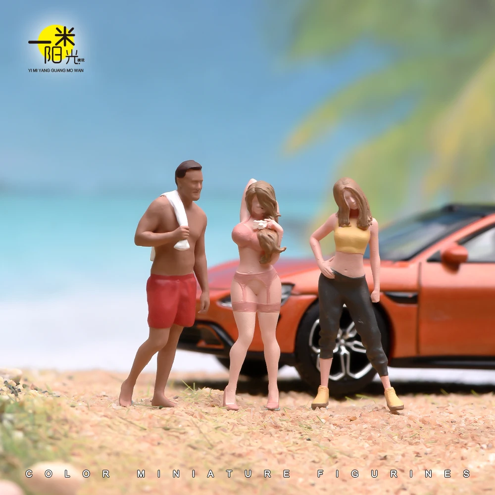 Bemalte Miniaturen im Maßstab 1/64, 1/43, 1/24, 1/18, Bikini-Bademode, Männer und Frauen, weibliche Szenenfiguren, Puppen, unbemaltes Modell für Autos und Fahrzeuge