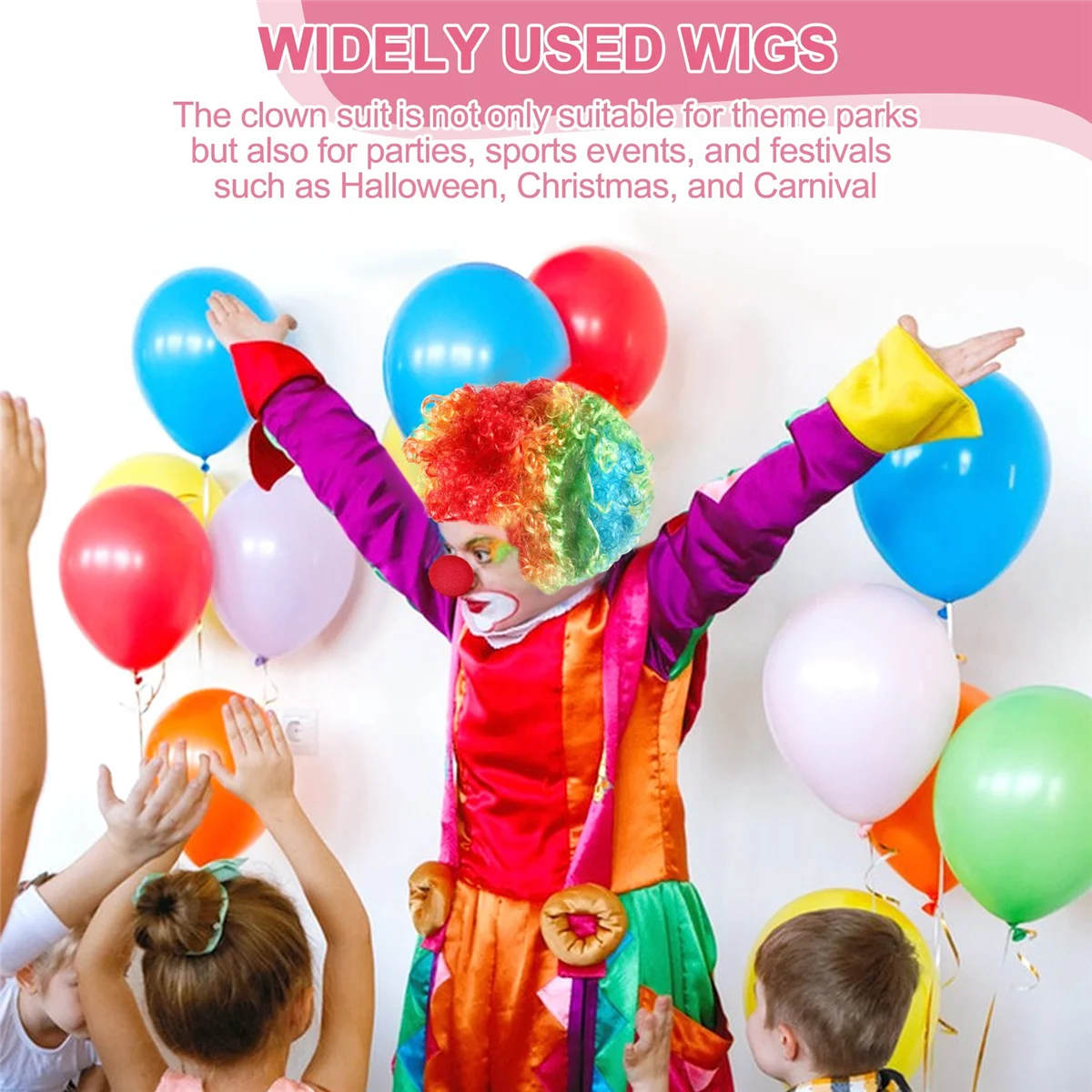 Clown Costume Clown Wig Clown Nose Accessories Bow Tie White Gloves for Women Men Adults Carnival Party HY