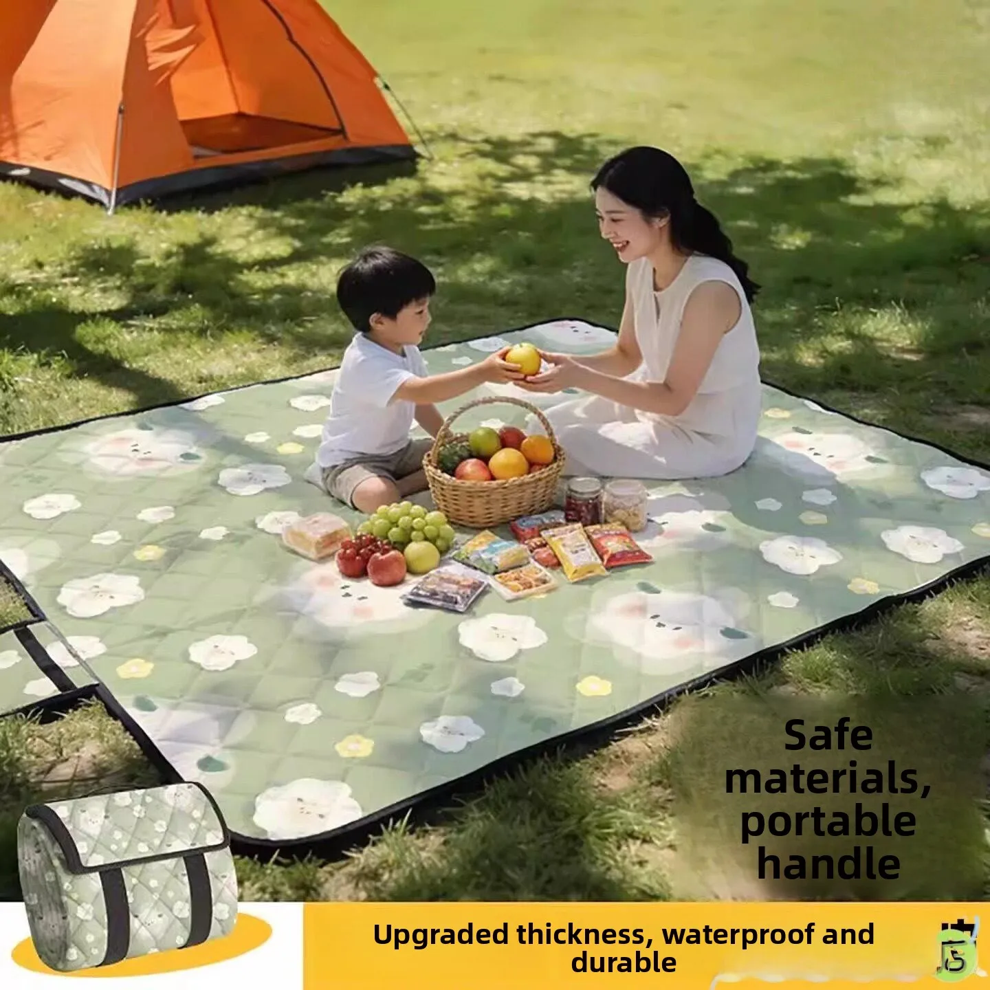 

Портативный утолщенный коврик для кемпинга и пикника, уличный, водонепроницаемый, влагостойкий, ультразвуковой, моющийся, из холщовой ткани, для пляжа и спорта