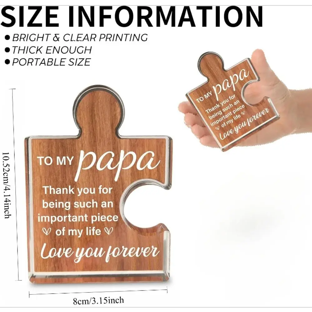 Papa Acrylic Puzzle Plaque, Grandpa Gift from Grandkids, Birthday Christmas Fathers Day Decor