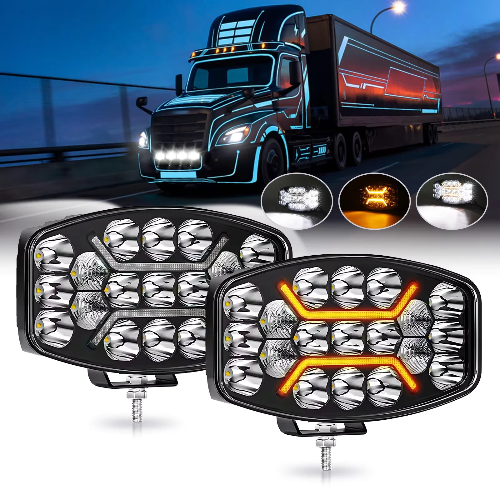 �y�Z�[�����z9�C���` 12V 24V LED ���B�g���b�N�����T�[�`���C�g �w�b�h���C�g�⏕��Ɠ� LED DRL �z���C�g�C�G���[ �I�t���[�h4x4�g���[���[�p