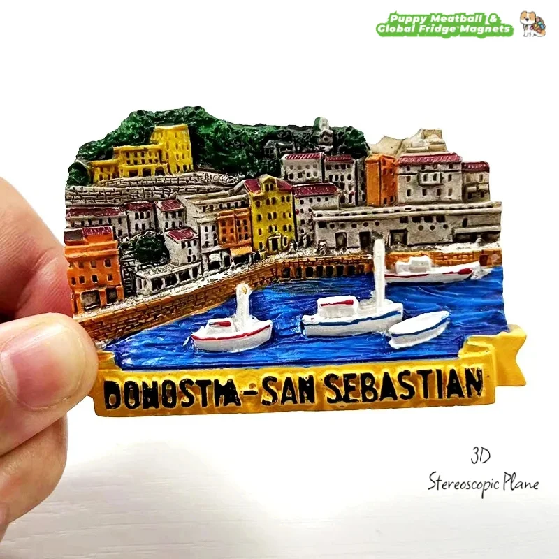 San Sebastian Port Landscape Architecture 3D Magnetic Fridge Magnet Spain Tourist Creative Decorative Ornament