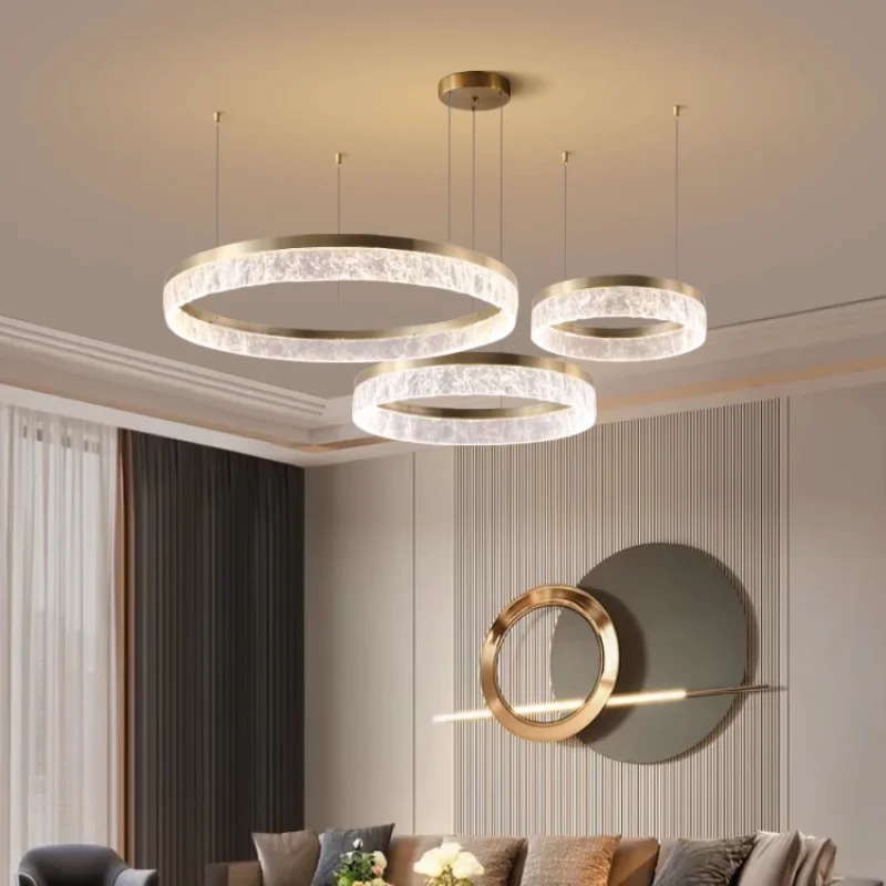 Postmodern Light Luxury Circular Ring Living Room Chandelier Creative Restaurant Hanging Lights Study Model Room Light Fixtures