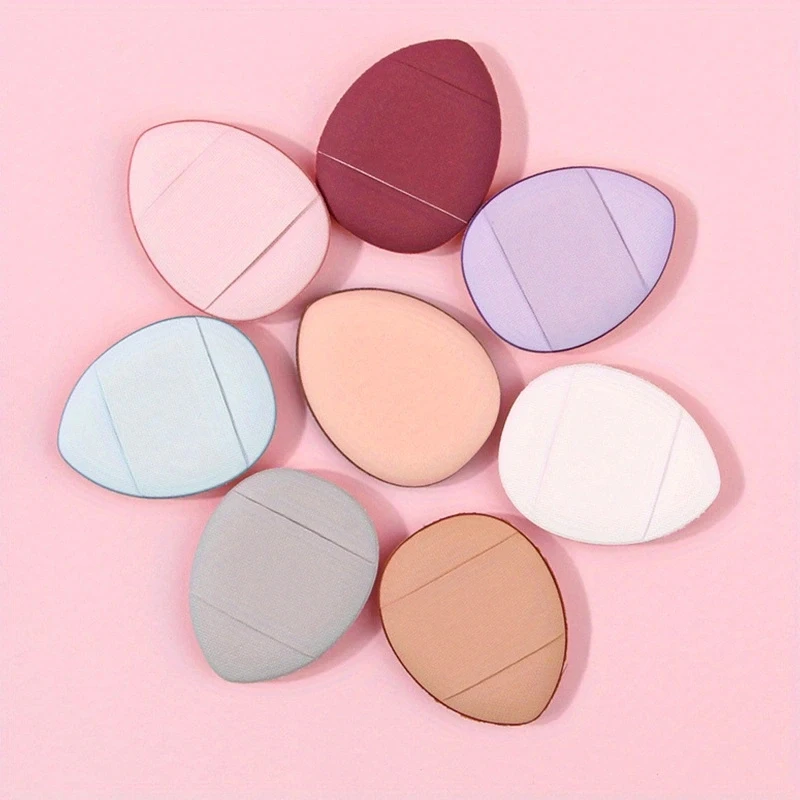 8pcs 삼각형 벨벳 파우더 퍼프 페이스 코스메틱 아이 뷰티 메이크업 도구 재사용 가능한 스폰지 워셔블 미니 파우더 퍼프 액세서리