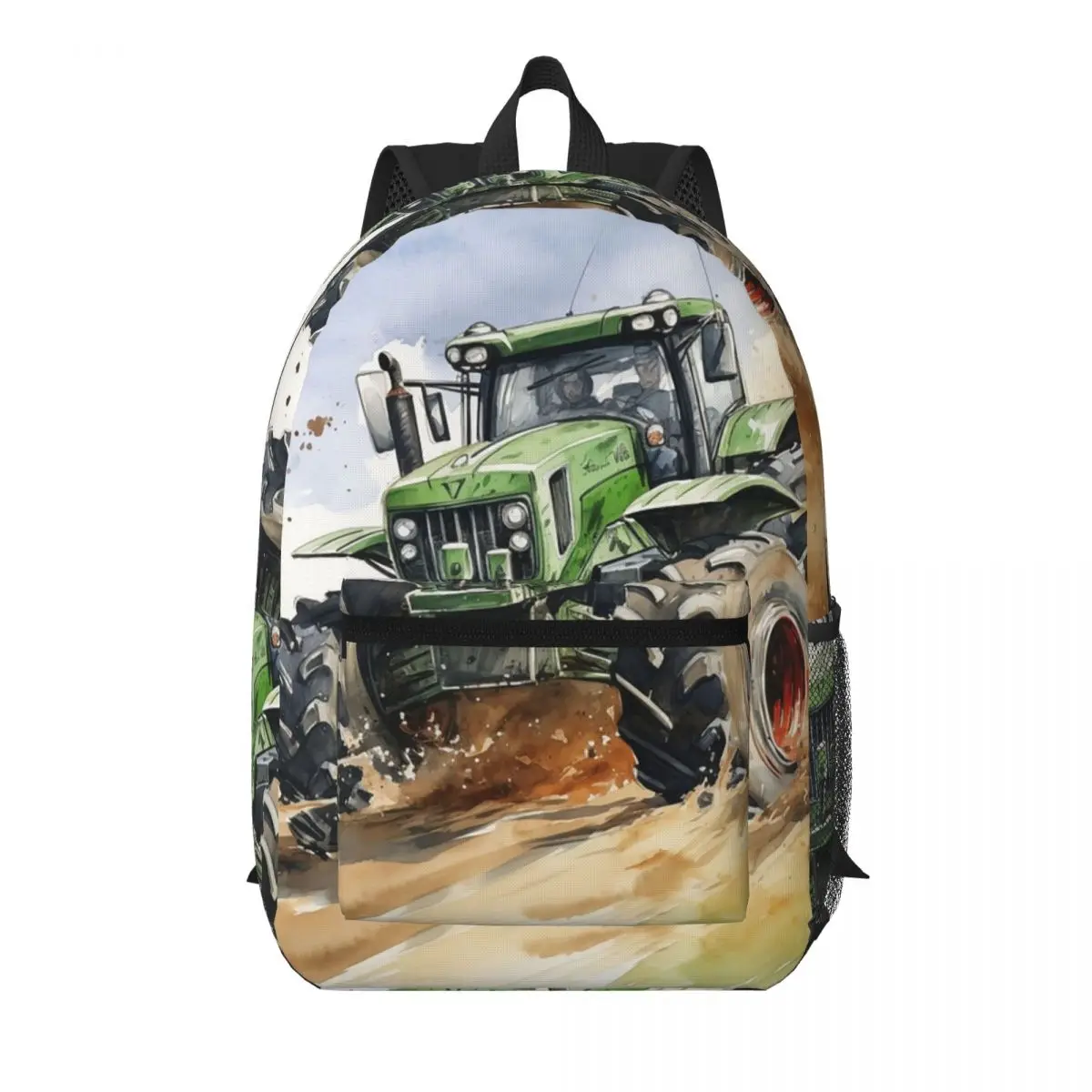 

Green Tractor On A Forest Trail Student Backpack School Bag Hiking Travel Daypack for Men Women Bookbag Shoulder Bags