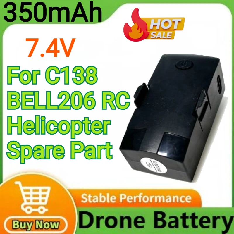 

C138 BELL 206 Helicopter 7.4V 350mAh LiPo Battery for C138 BELL206 RC Helicopter Spare Parts Drone Batterys