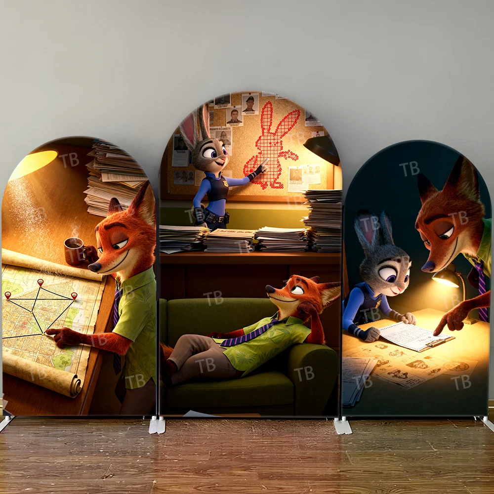 

Disney Zootopia Nick & Judy Office Investigation Map Clue Board Arch Backdrop Cover Decor Photo Booth Prop for Kids Party
