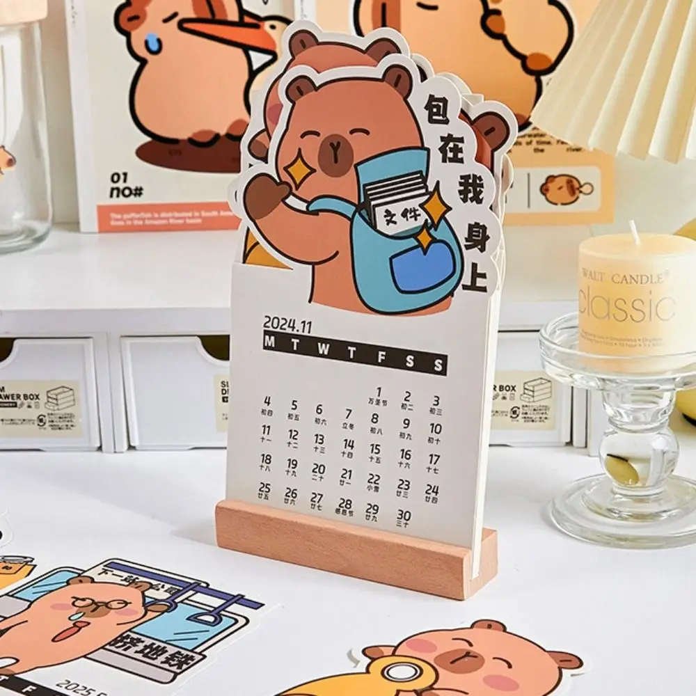 Stationery Creative Capybara Calendar Cartoon Cute 2025 Desk Calendar Convenient Mini Practical Calendar School