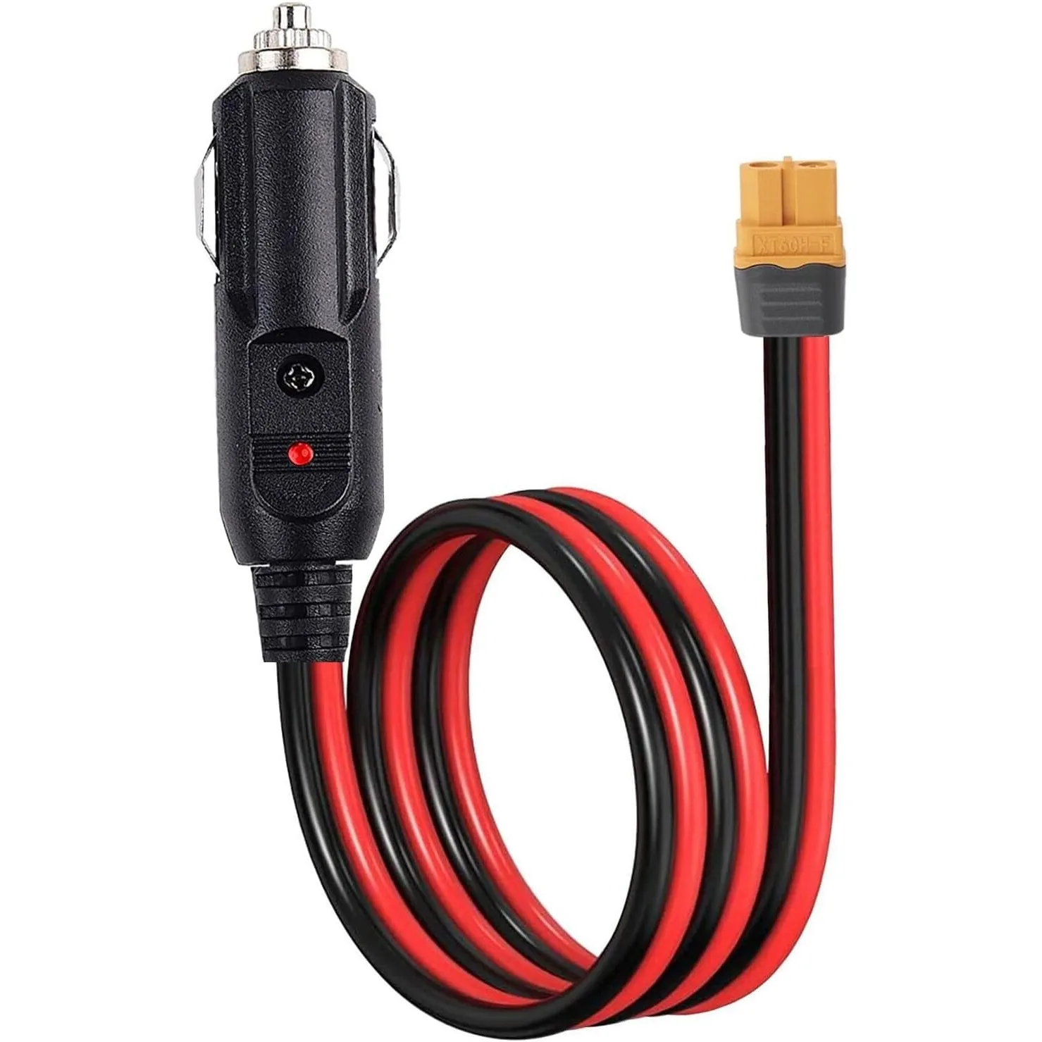 1M XT60 Female to 12V Car Cigarette Lighter Plug Adapter 14AWG Copper Cable Quick Release with Fuse LED Light