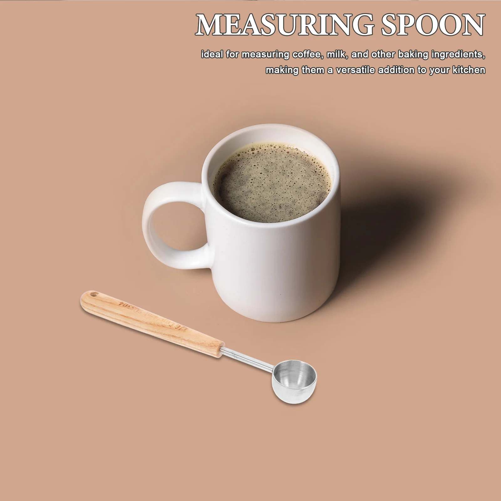 

Stainless Steel Measuring Spoon 8ml Wood Handle Coffee Scoop Silver Finish Baking Cooking Powdered Milk Spoon Measure Cups