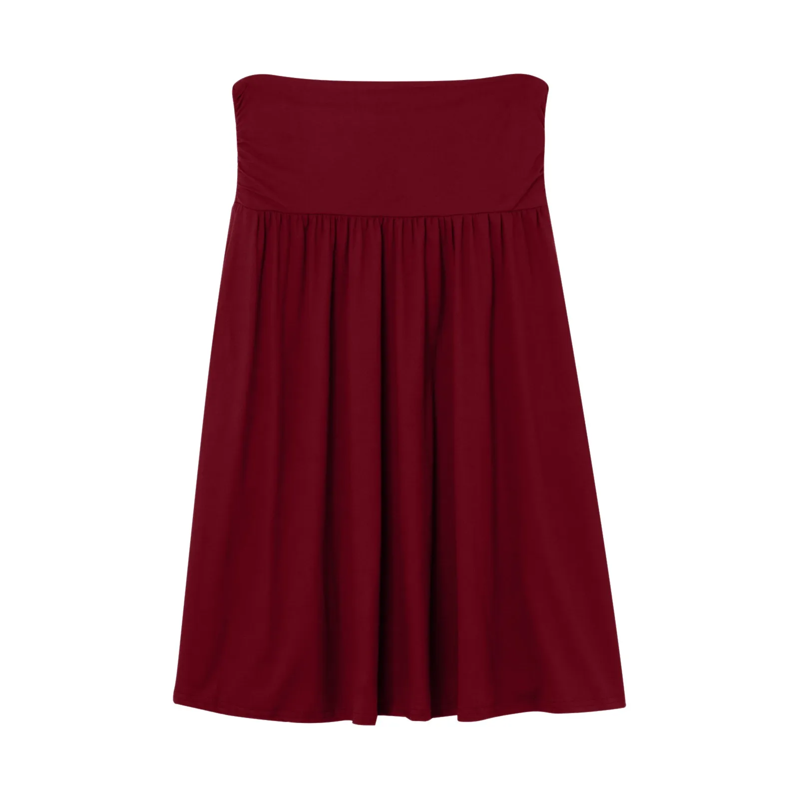 Knielengte Ruches Rokken Voor Vrouwen Elastische Taille Effen Kleur Rok Met Zakken Veelzijdige Lente Herfst Midi Rok Feestkleding