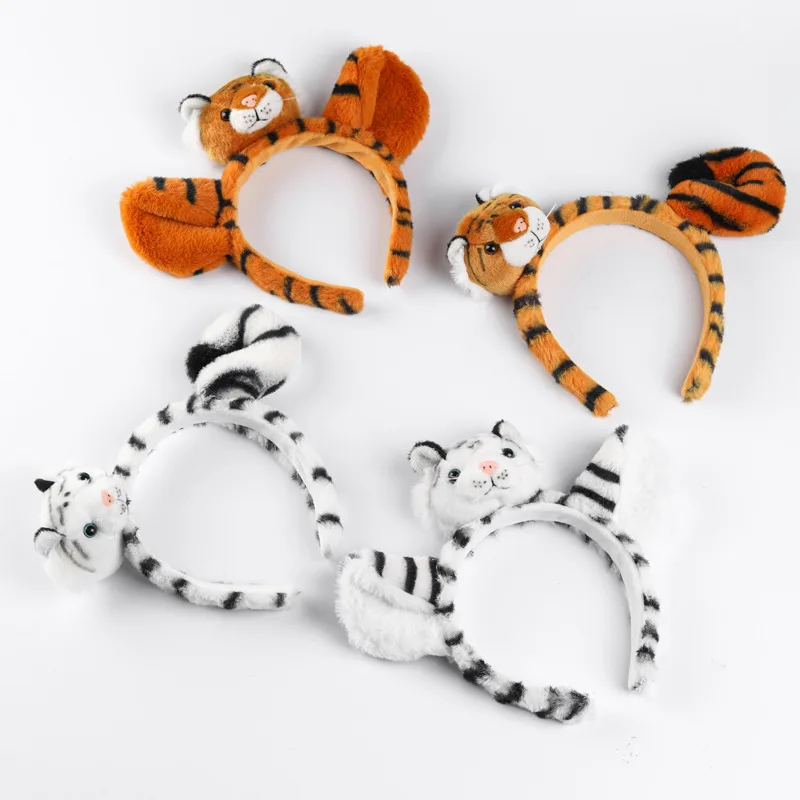 Cartoon Cute Plush Tiger Ears Doll Headband Carnival Cosplay Party Decoration Performance Take Photo Props