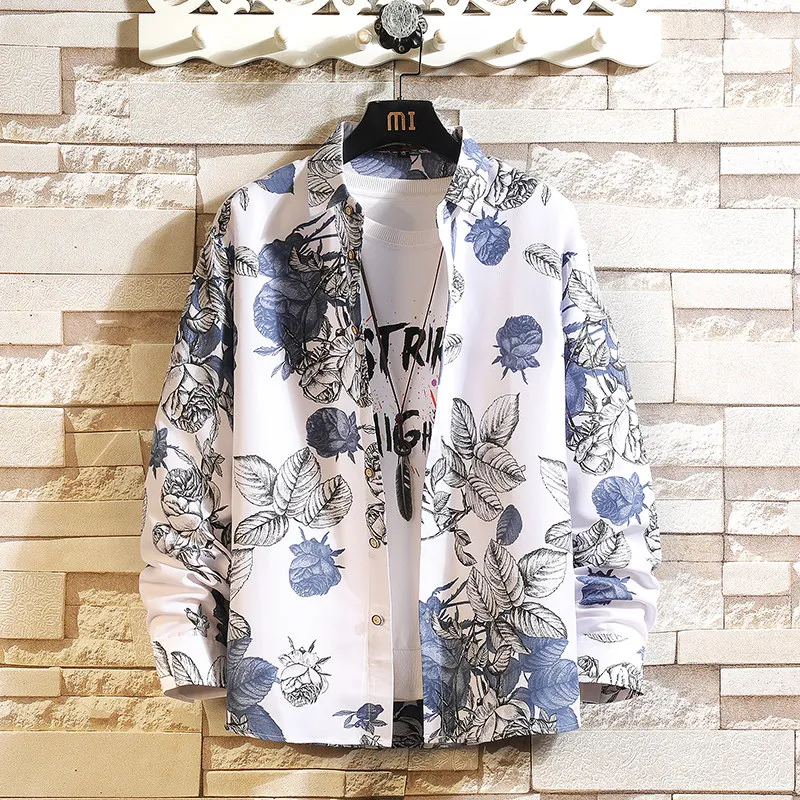 メンズ長袖シャツ,花柄,カジュアル,オフィス用,ニューコレクション,6XL,7XL