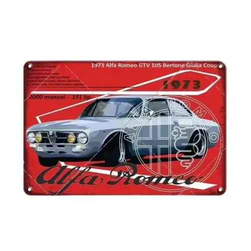 Romeo GTV 105 Metal Sign Man Cave Decor Italian Car Enthusiast