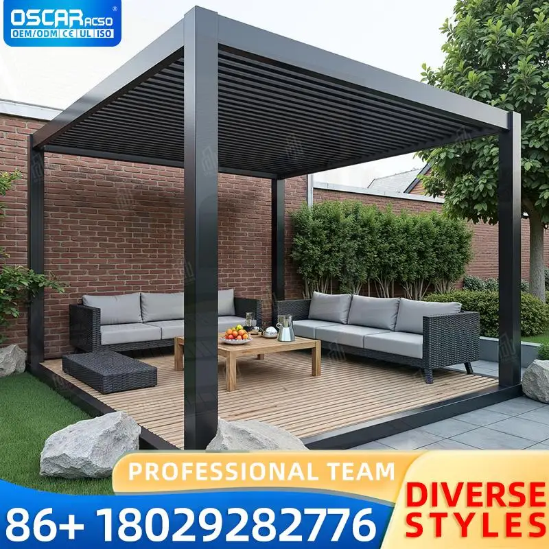 

Modern Louver Aluminum Patio Waterproof Automatic Outdoor Gazebo for Garden Backyard Front Yard Use pergola