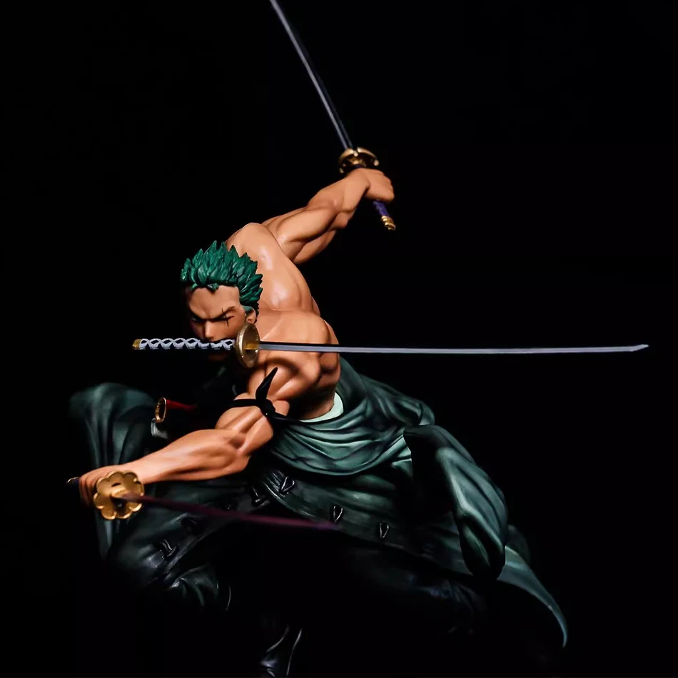 Figura de Anime de Roronoa Zoro de 10 cm - Estatua de Acción de One Piece con Tres Espadas, Modelo Coleccionable, Juguete para Niños