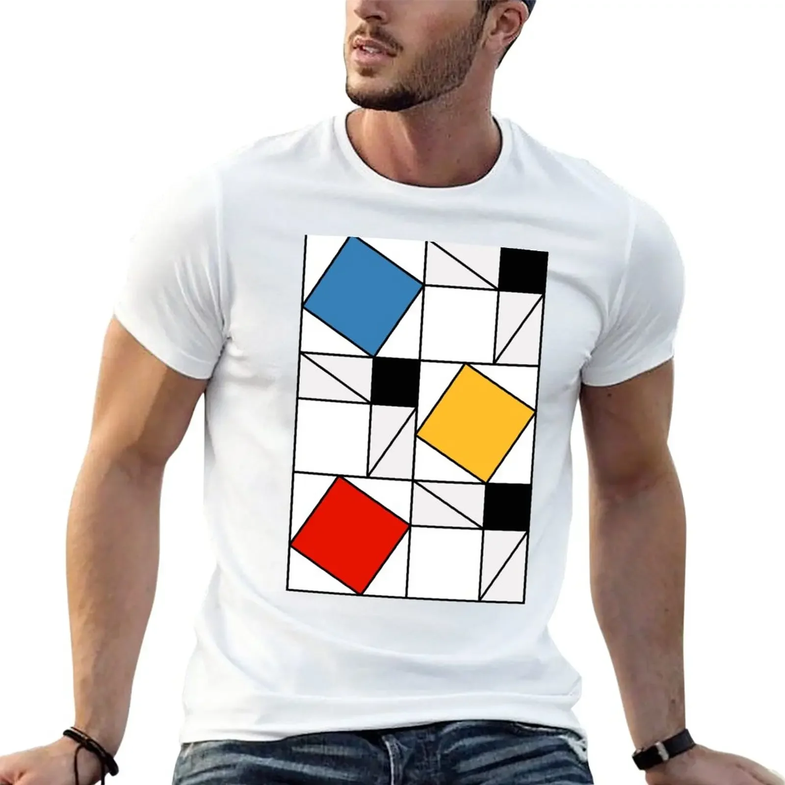 New Mondrian meets Pythagoras & Fibonacci T-Shirt T-shirt short Oversized t-shirt summer tops plain black t shirts men