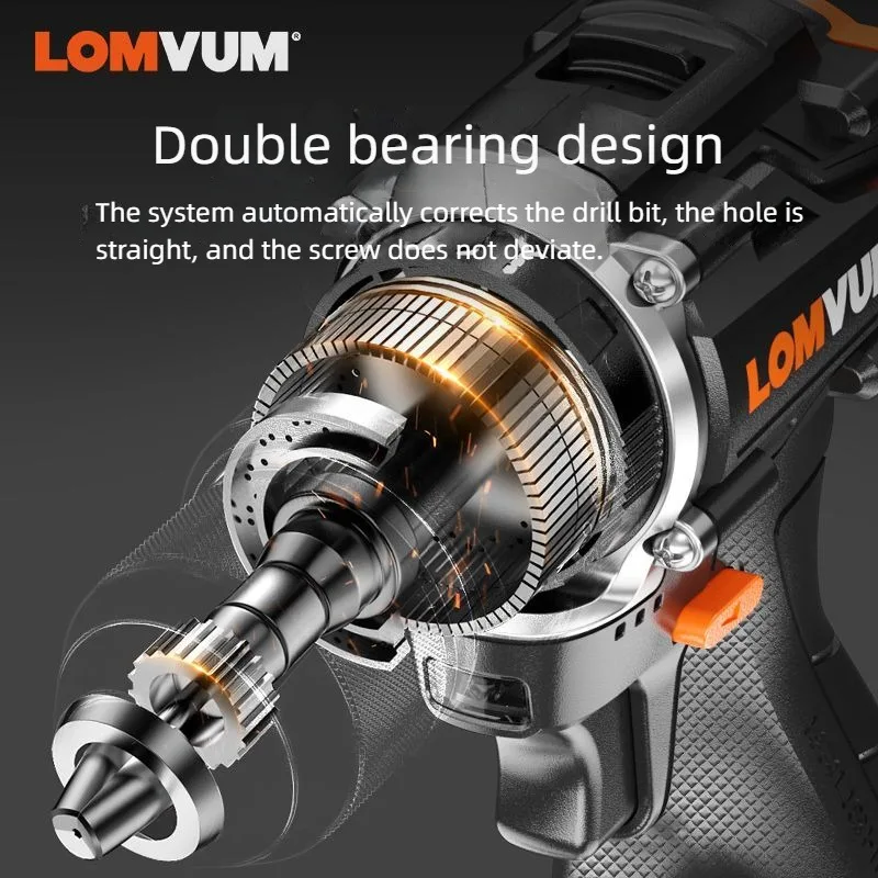 LOMVUM-Brushless Cordless Electric Drill, Power Tools, Knockable Drill Driver, 80N.m, 16.8V Screwdriver, Li-ion Battery