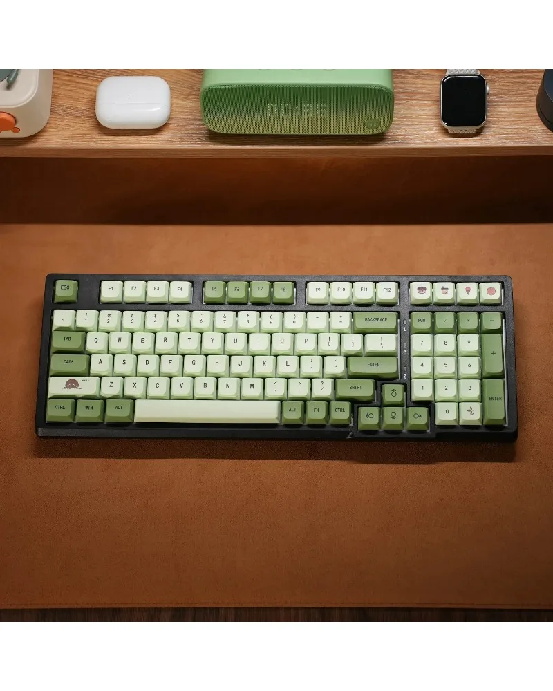 light green and white gradient pbt dye sub keycaps full set oem profile for mechanical keyboards
