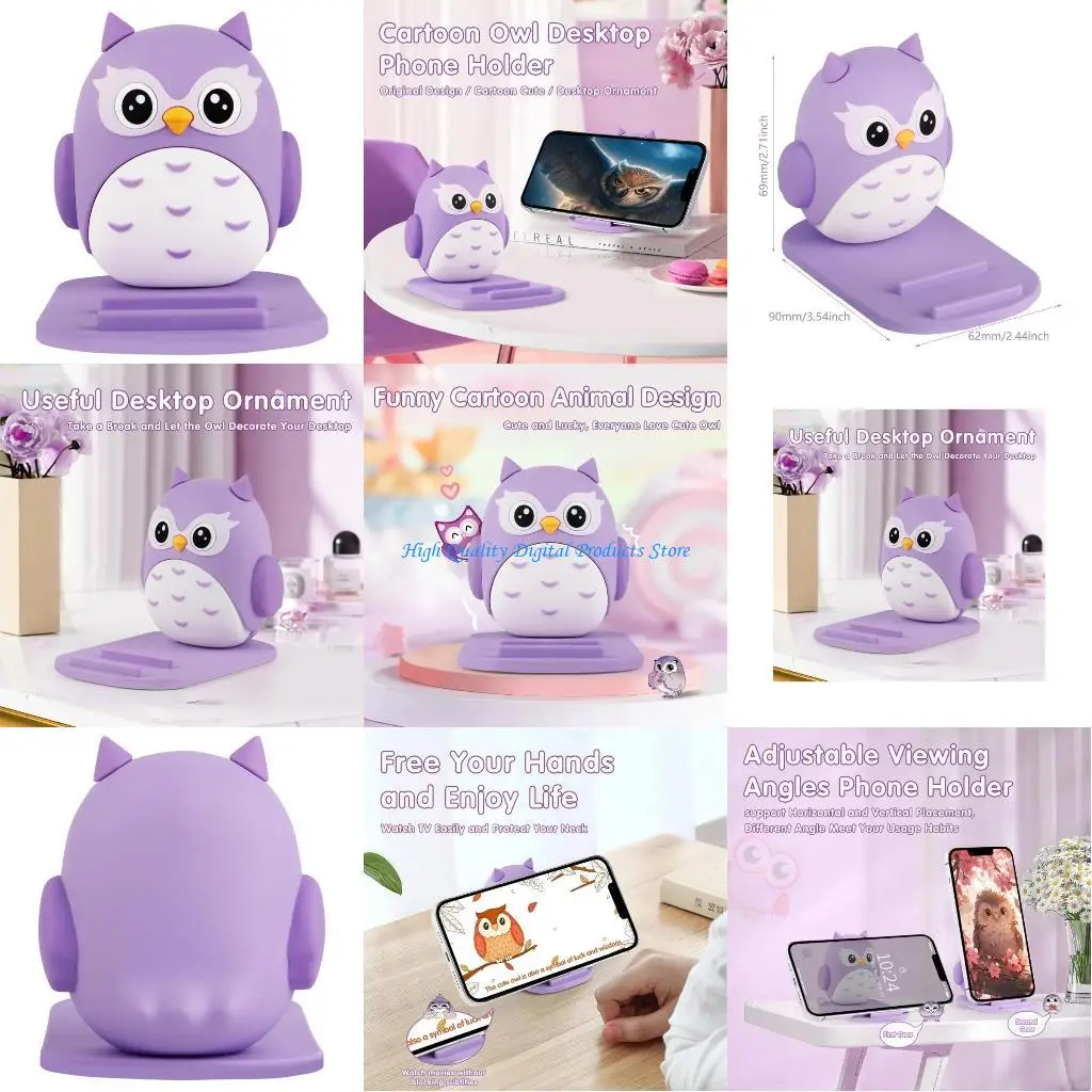 

U2JE Дорожная подставка для телефона с мультяшной совой, регулируемый держатель для стола или самолета, просмотр видеозвонков