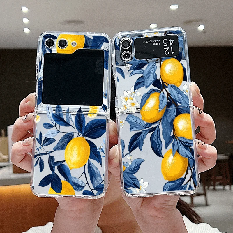 Gelbe Zitronen-Handyhülle für Samsung Galaxy Z Flip 6 ZFlip5, harte, faltbare, stoßfeste Schutzhülle für Samsung ZFlip 4 3 7, Schutzhülle