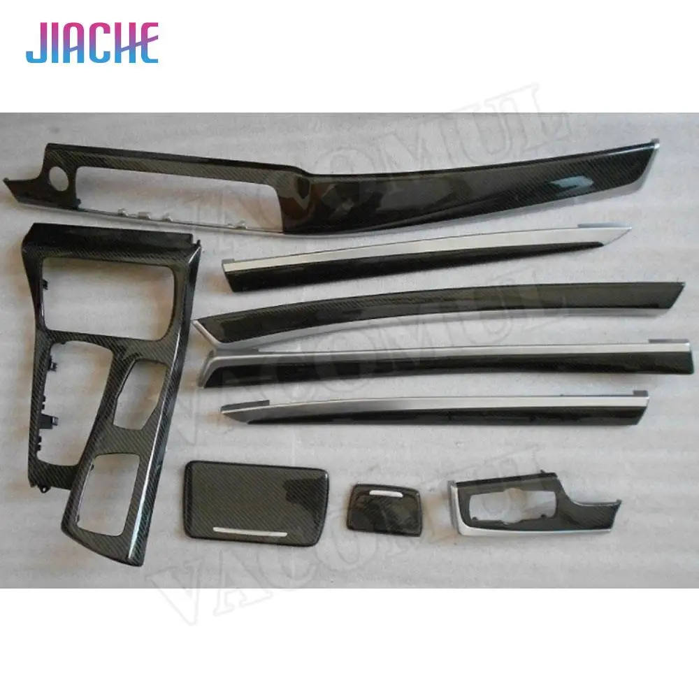 JIACHE For BMW 5 Series F10 F11 2011-2017 Carbon Fiber Interior Dashboard Door Trim Covers Strips Decoration Switch Frame
