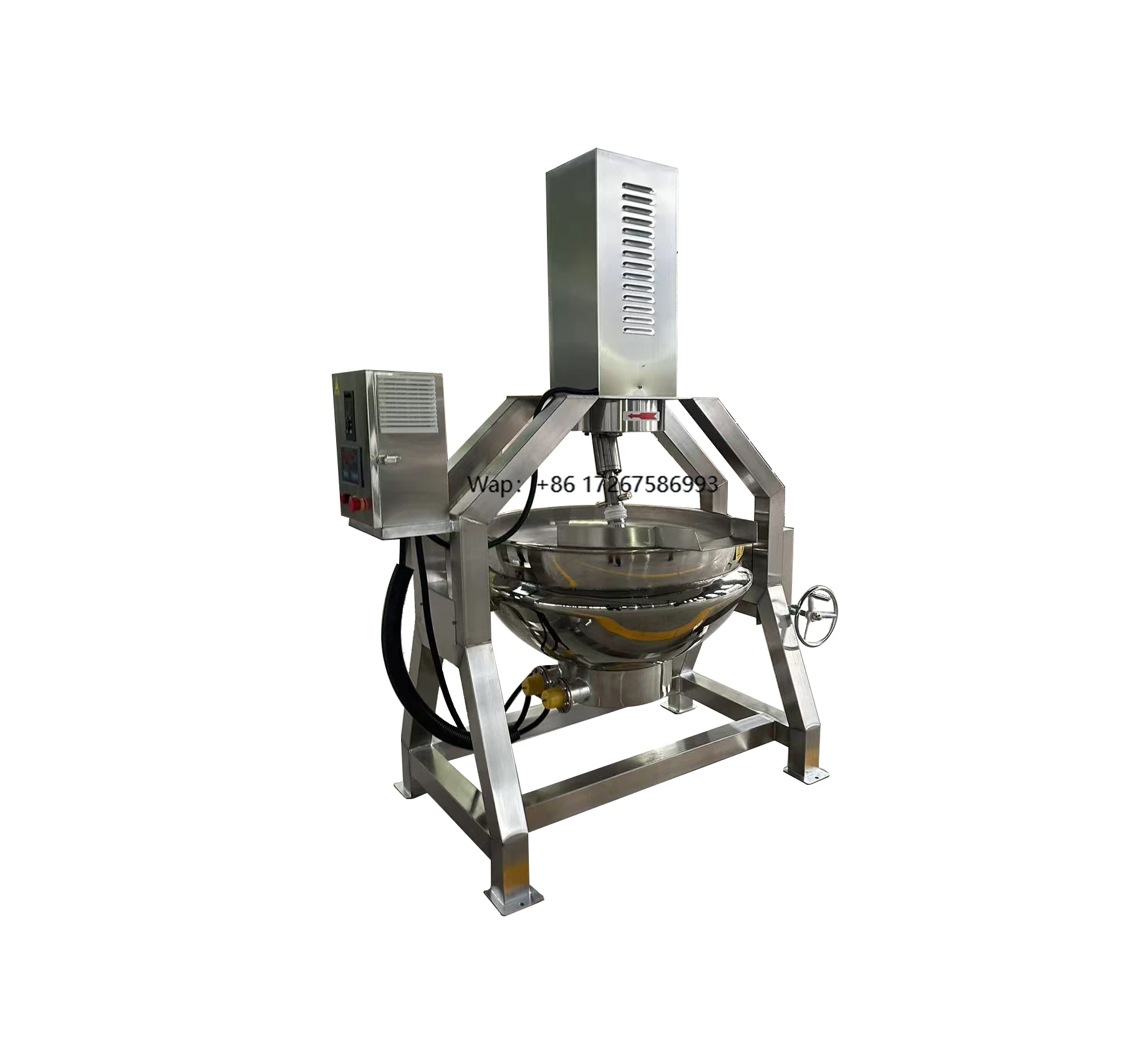 100L SemiAutomatic Planetary Gas Mixed Sandwich Cooking Utensils, New Stainless Steel Stir Fry Pans for Meat in Restaurants