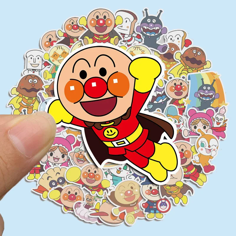 50Pcs Cartoon Anpanman Stickers for Suitcase Skateboard Laptop Luggage Fridge Phone Car Styling DIY Decal Sticker