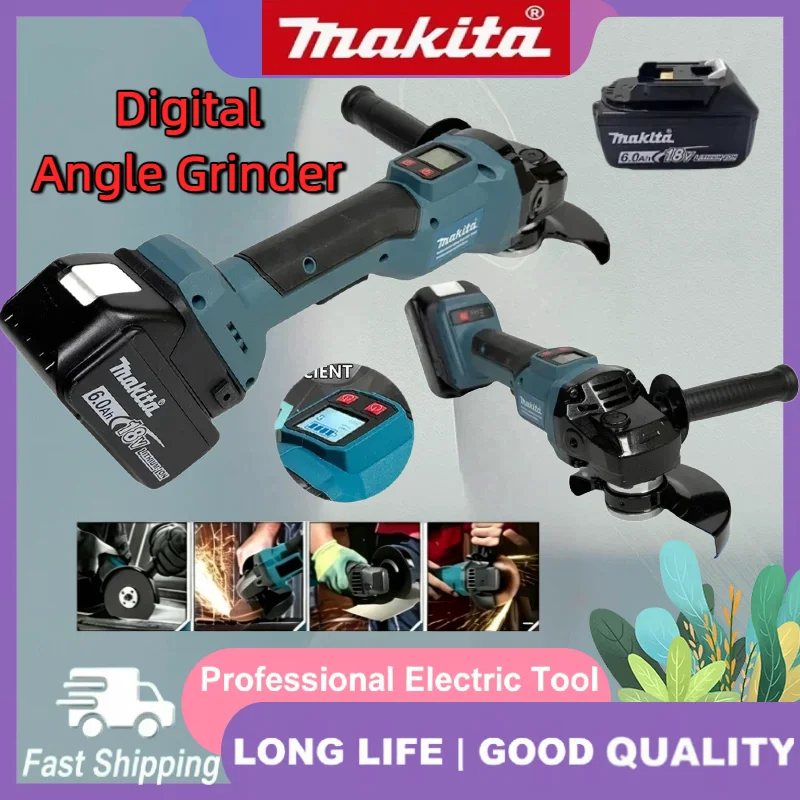 

Makita Portable Brushless Digital Display Impact Angle Grinder, DIY Electric Polishing Grinding Working Machine For 18V Battery