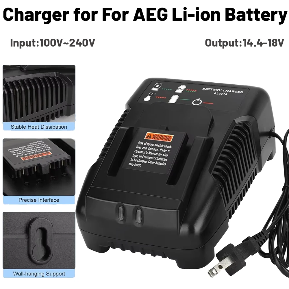 

18V Lithium Battery Charger For AEG RIDGID 14.4V 18V Li-Ion Battery Power Tool Battery Charging High Quality Fast Charging