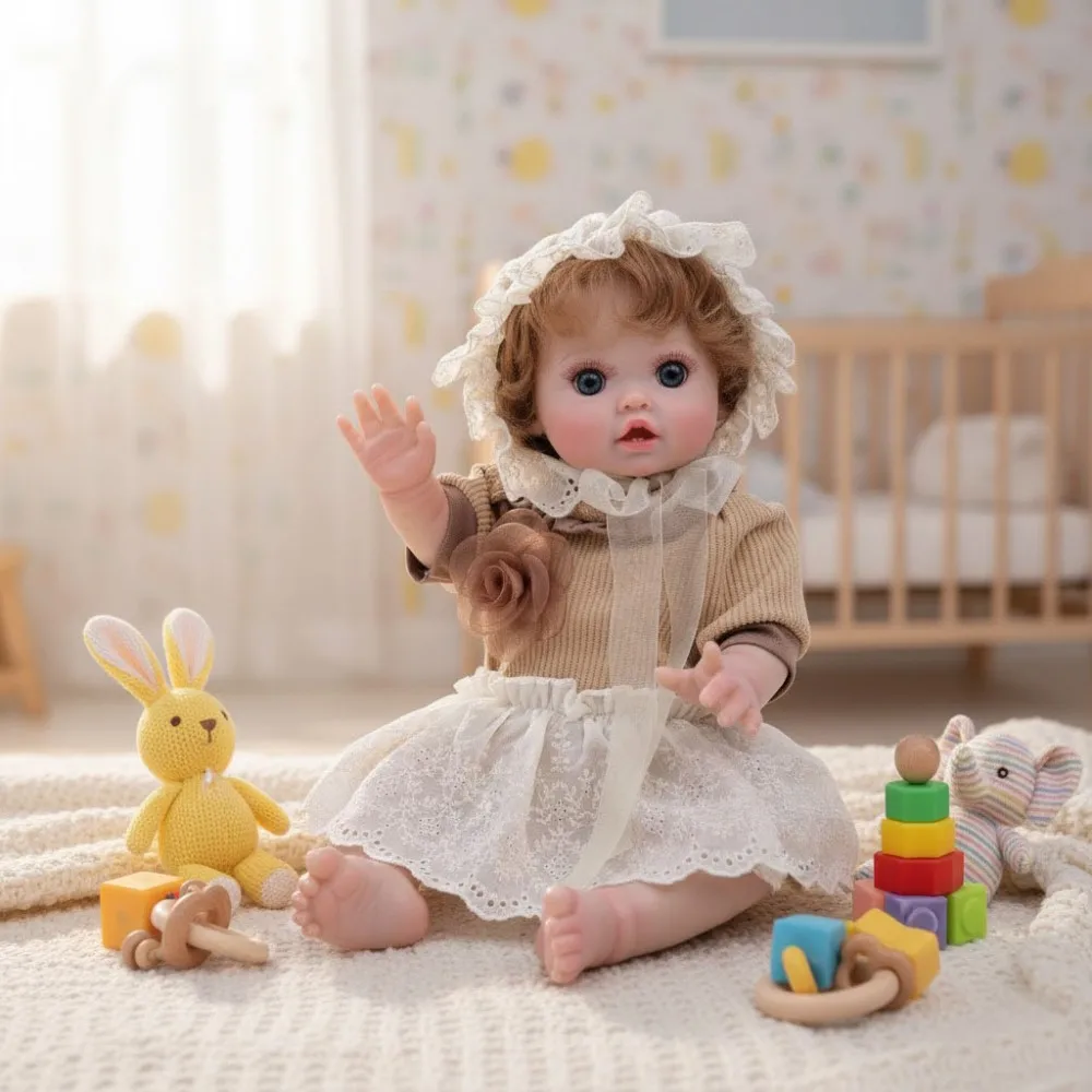 클로버레이 18인치 오리지널 카와이 리얼리틱 리본 베이비 돌 슈퍼 큐트 소프트 비닐 인형 고품질 수제 장난감 어린이 크리스마스 선물