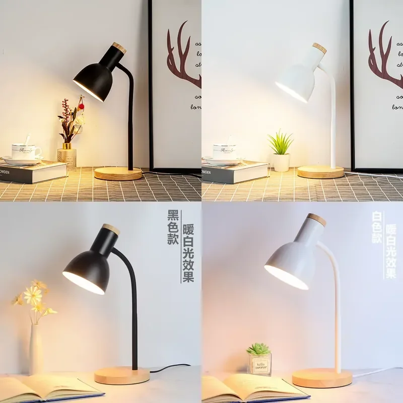 Modern Stylish Simple Creative Wood Metal Desk Lamp for Reading Room Bedside Living Room