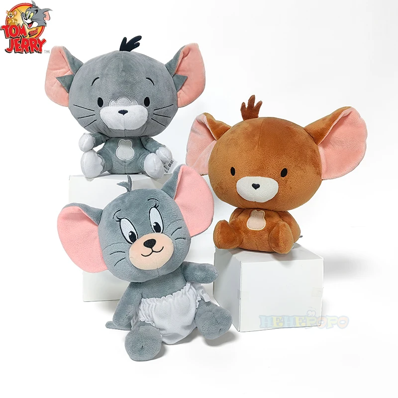 Original Tom and Jerry Plush Toys Cute Tom Cat Throw Pillow Doll Tefie Mouse Action Cartoon Doll