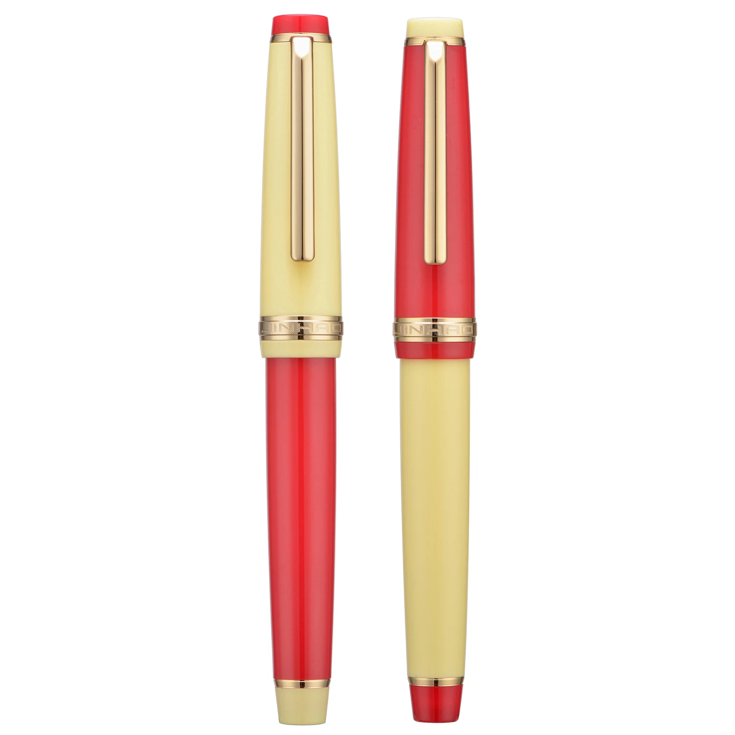 

2PCS Jinhao 82 Resin Fountain Pen EF&F Nib, Mixed Red & Yellow Gold Trim Writing Pen Set