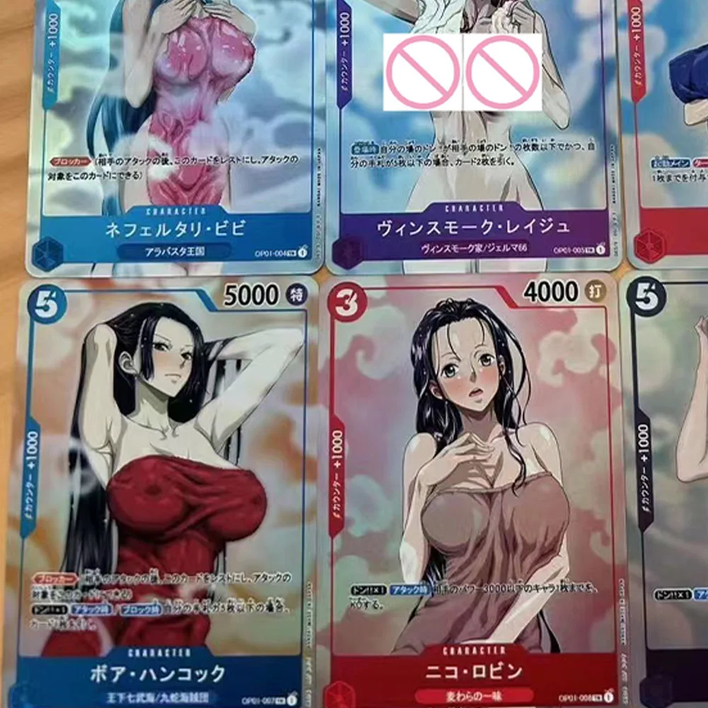 OPCG cartão de coleção sexy, Nami Boa Hancock Perona, Cartão de beleza grande peito, Flash cor refrativa, Presentes Otaku, 9pcs por conjunto