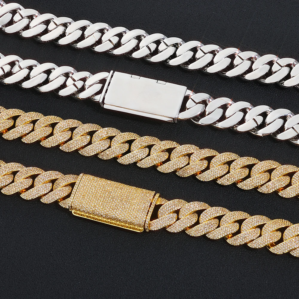 Fine 17.5mm Inlaid With 4 Row Bling Diamond Hip Hop Cuban Link Chain Brass Cubic Zirconia Iced Out Fashion Bracelet For Men Gift view 5