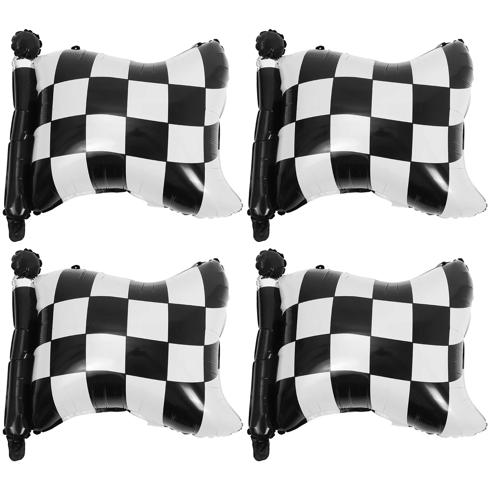 

4pcs Racing Flag Shape Balloons Black White Checkered Foil Balloon Party Decor Hanging Balloons For Birthday Racing Party