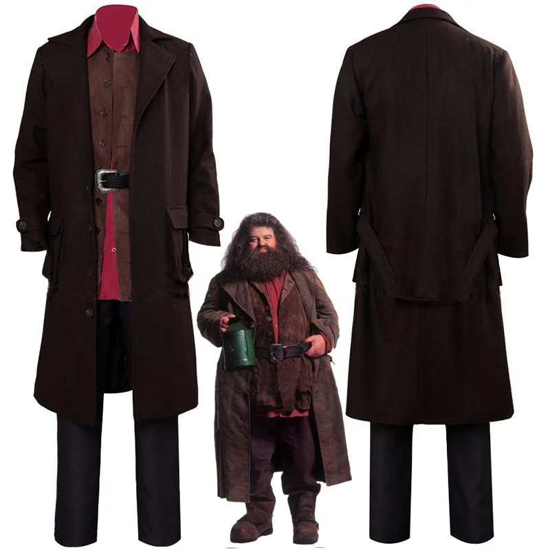 

Anime Hagrid Cosplay Costume Brown Uniform Adult Giant Ruber Hagrid Shirt Jacket Long Pants Belt Carnival Party Disguise Set