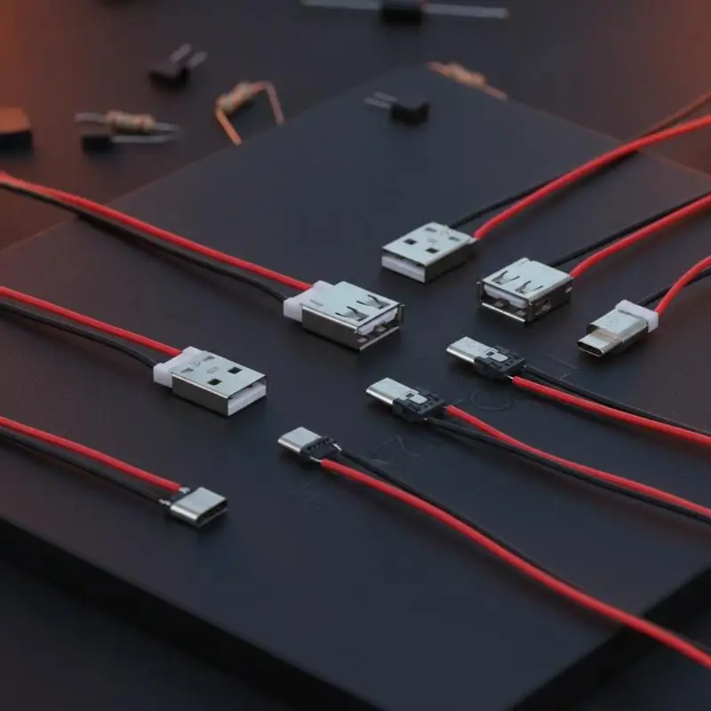 Micro USB Type‑C Male Female Jack 5Pcs 2Pin Straight Welding Wire Connector For Cell Phone Charging Port Socket Repair Accessory