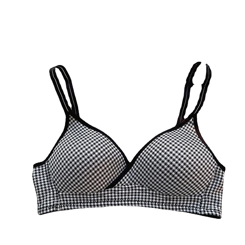 Bras for Women Seamless Wireless Push Up Top Bra Breathable Plaid Cute Bralette Ladies Underwear Comfort Lingerie Ropa Mujer