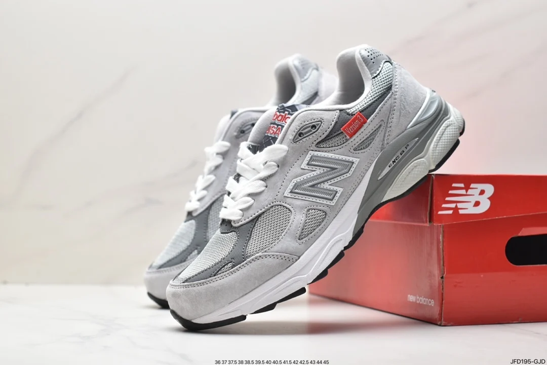 NewBalance sepatu Jogging pria/wanita Made USA Made tahan lama tahan guncangan sepatu lari uniseks 990V3 Vintage Sneakers olahraga Trekking